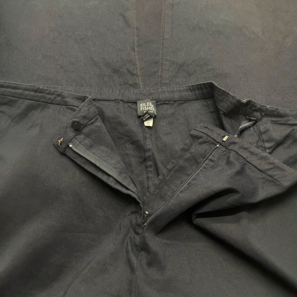 Eileen Fisher Pants Women PL Black Tapered Linen Viscose Minimalist Timeless - Picture 9 of 16